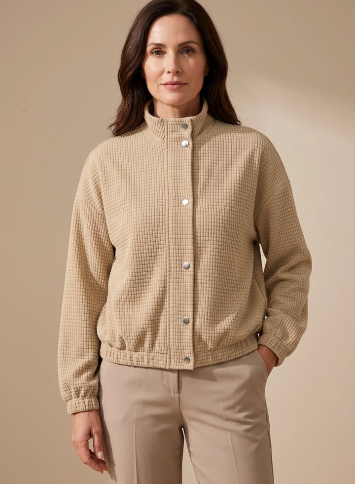 Damen Kurze Jacke mit Waffelstruktur und Stehkragen für Übergangszeit 2