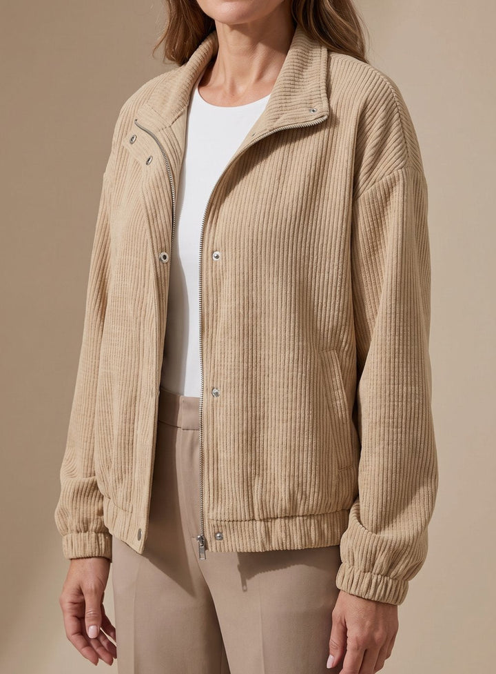 Damen Kurze Jacke mit Waffelstruktur und Stehkragen für Übergangszeit 3
