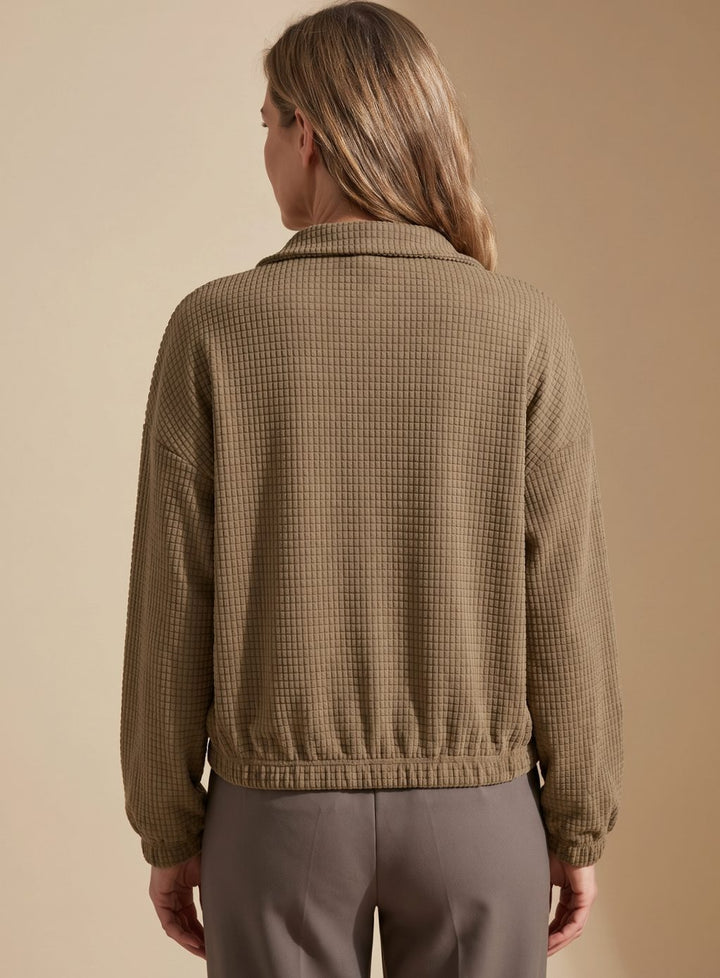 Damen Kurze Jacke mit Waffelstruktur und Stehkragen für Übergangszeit 4