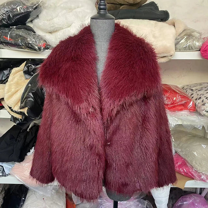 Damen Kurze Winterjacke Gemütlich Warm Kunstfelljacke Elegant 10