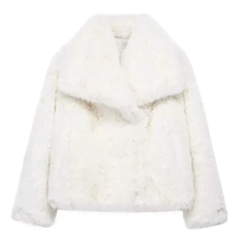 Damen Kurze Winterjacke Gemütlich Warm Kunstfelljacke Elegant 5