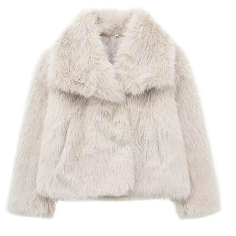 Damen Kurze Winterjacke Gemütlich Warm Kunstfelljacke Elegant 6