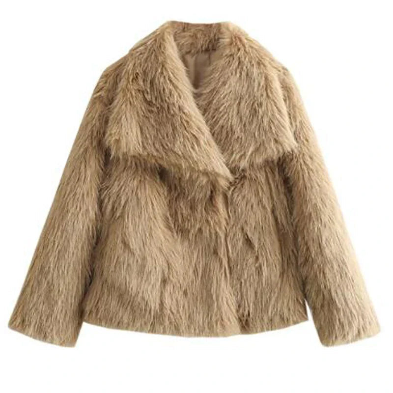 Damen Kurze Winterjacke Gemütlich Warm Kunstfelljacke Elegant 8