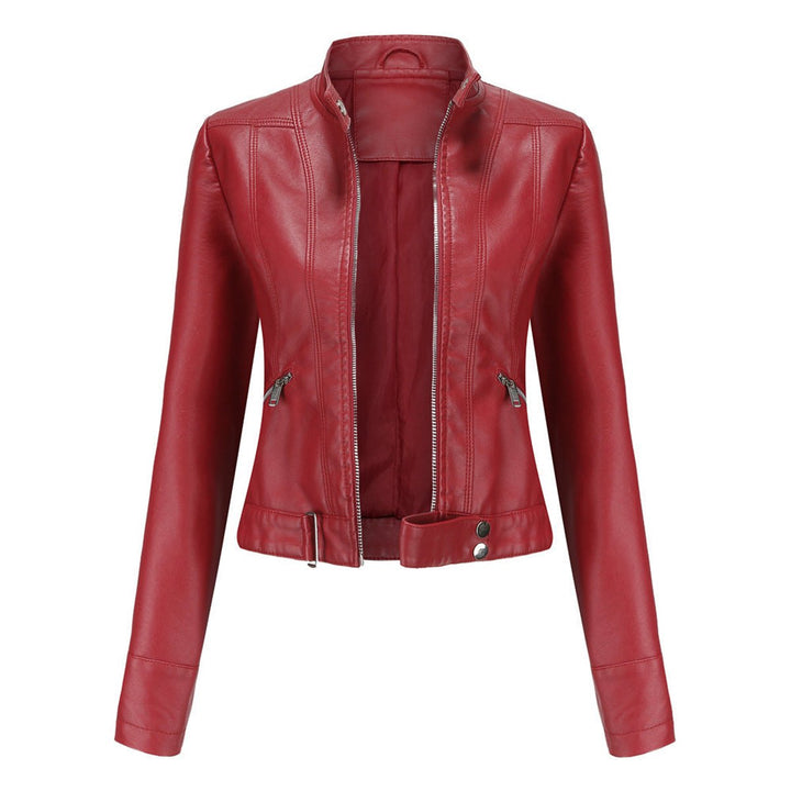 Damen Kurzgeschnittene Bikerjacke mit Reißverschluss Tailliert Urbaner Look 4