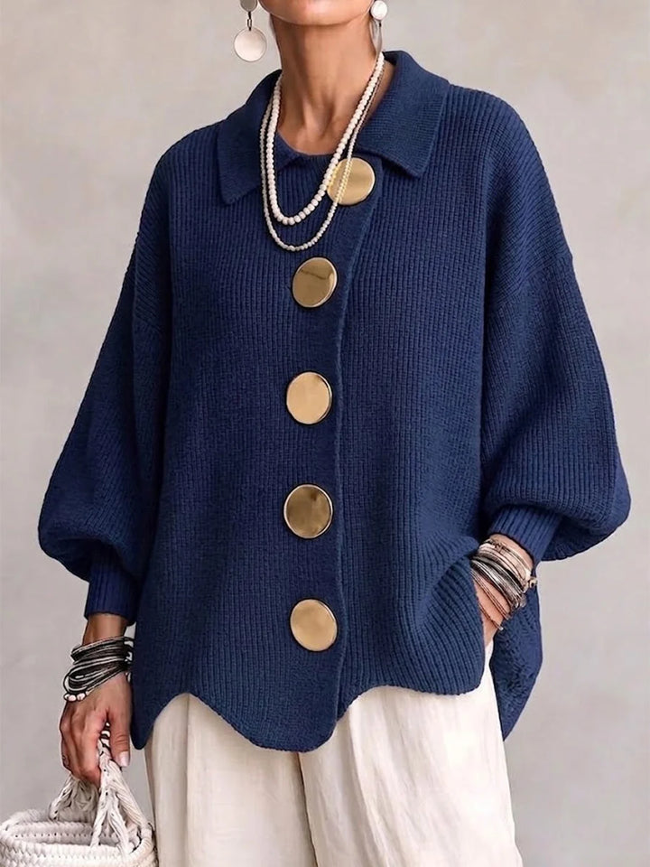Damen Langarm-Strickjacke mit Knöpfen 0