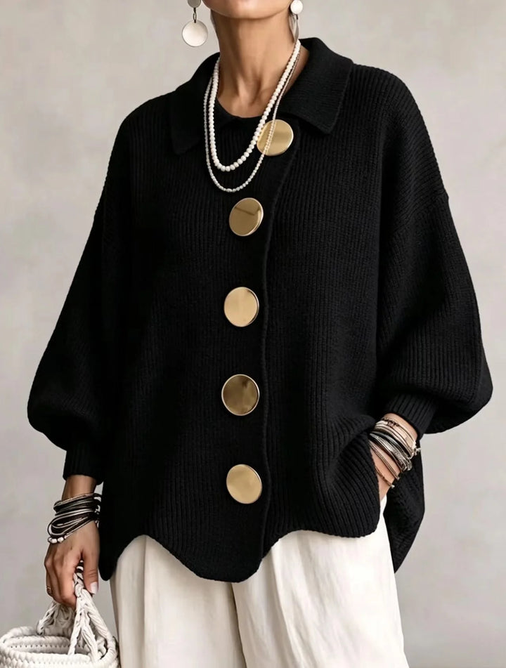 Damen Langarm-Strickjacke mit Knöpfen 2