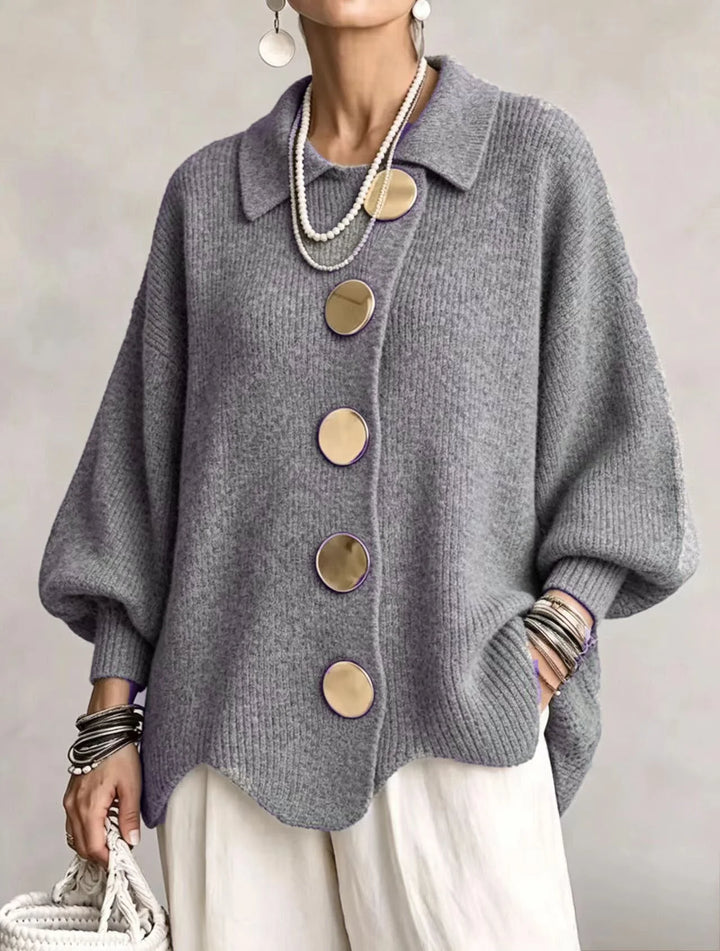 Damen Langarm-Strickjacke mit Knöpfen 3