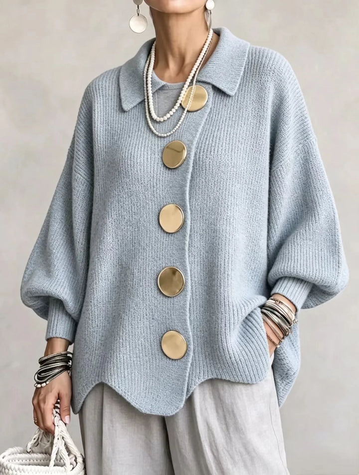 Damen Langarm-Strickjacke mit Knöpfen 7