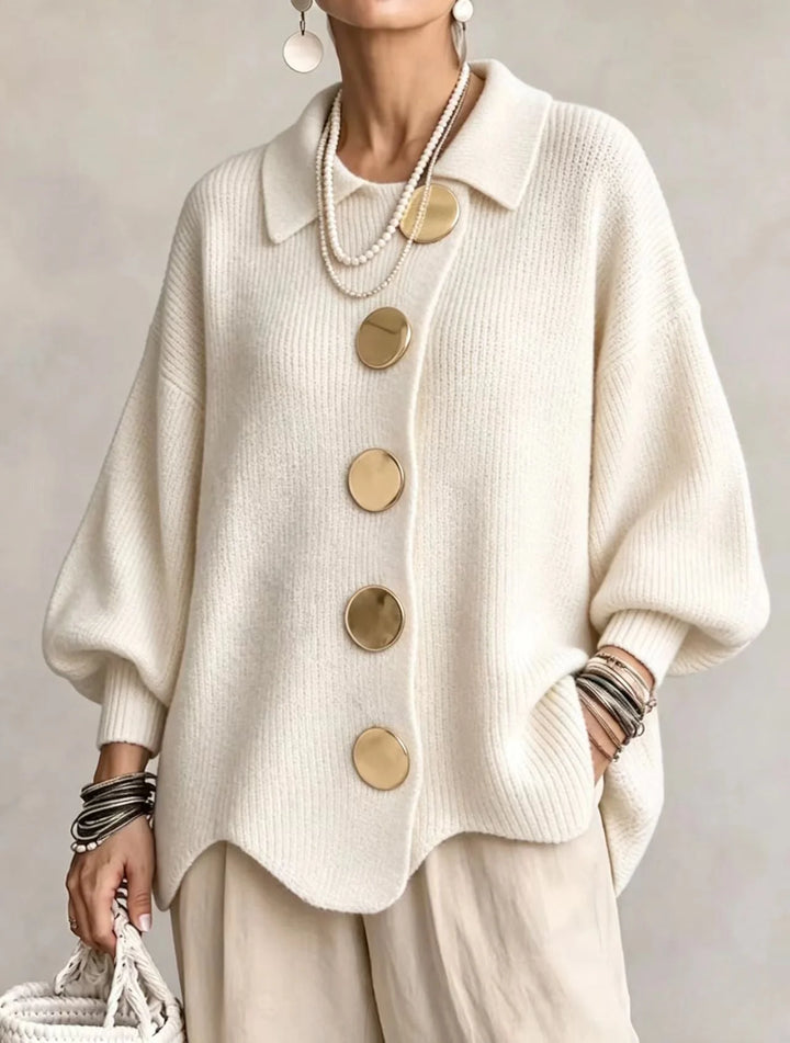 Damen Langarm-Strickjacke mit Knöpfen 9