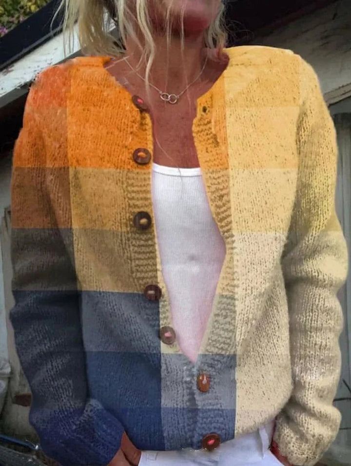 Damen Langarm Strick-Cardigan mit Blumenmuster Romantisch Femininer Look 7
