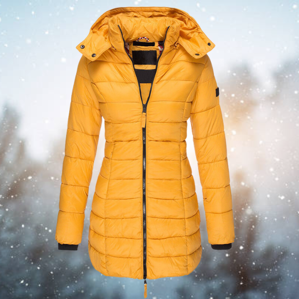 Damen Lange Steppjacke mit Kapuze Winterjacke Warm Gefüttert Komfortabel 1