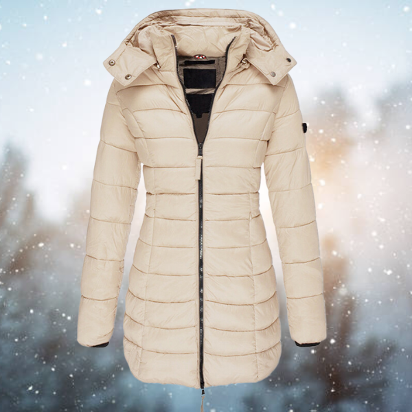 Damen Lange Steppjacke mit Kapuze Winterjacke Warm Gefüttert Komfortabel 3