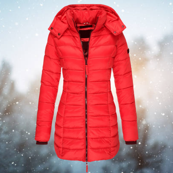 Damen Lange Steppjacke mit Kapuze Winterjacke Warm Gefüttert Komfortabel 4