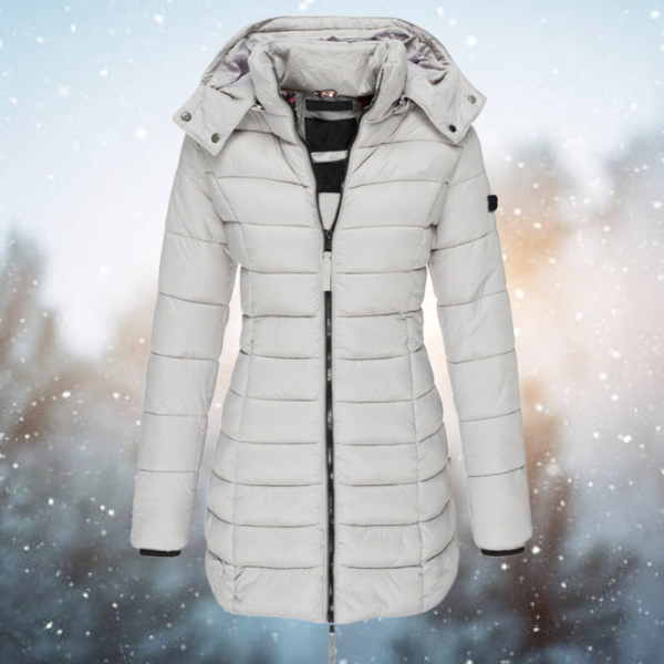 Damen Lange Steppjacke mit Kapuze Winterjacke Warm Gefüttert Komfortabel 6
