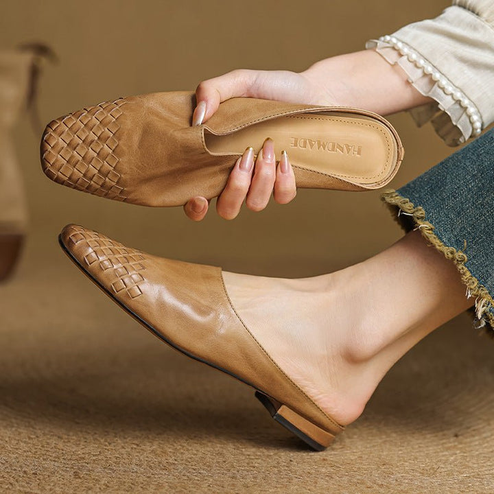 Damen Leder Mules mit Orthopädischer Arch Support und Quadratischer Zehenpartie 0