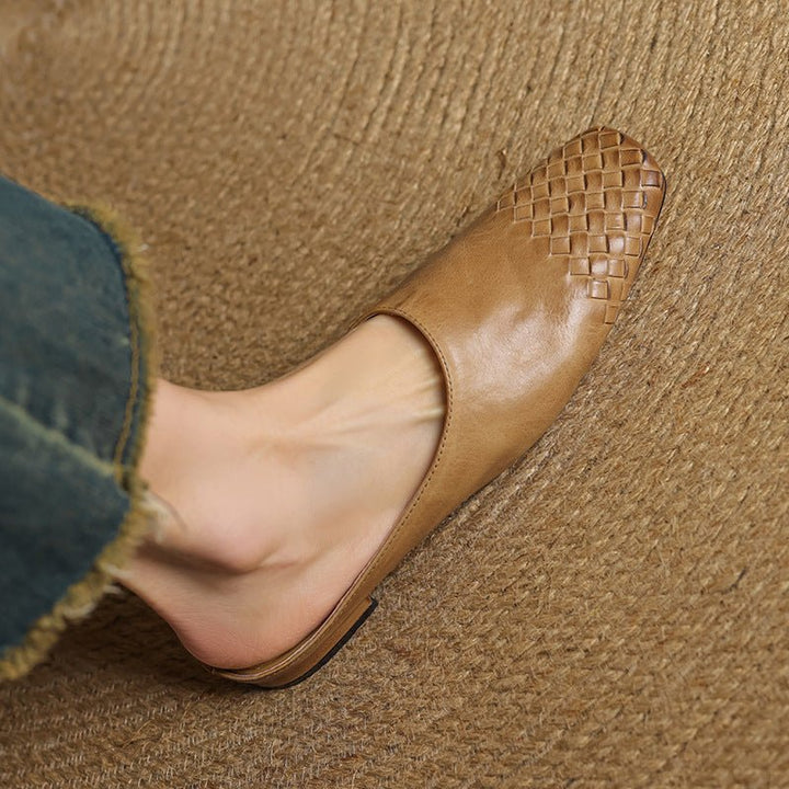 Damen Leder Mules mit Orthopädischer Arch Support und Quadratischer Zehenpartie 1