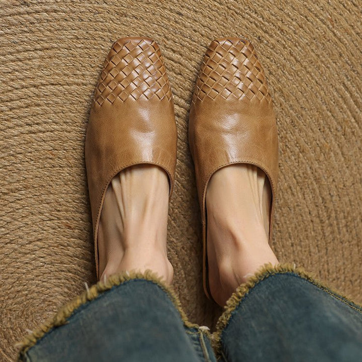 Damen Leder Mules mit Orthopädischer Arch Support und Quadratischer Zehenpartie 2