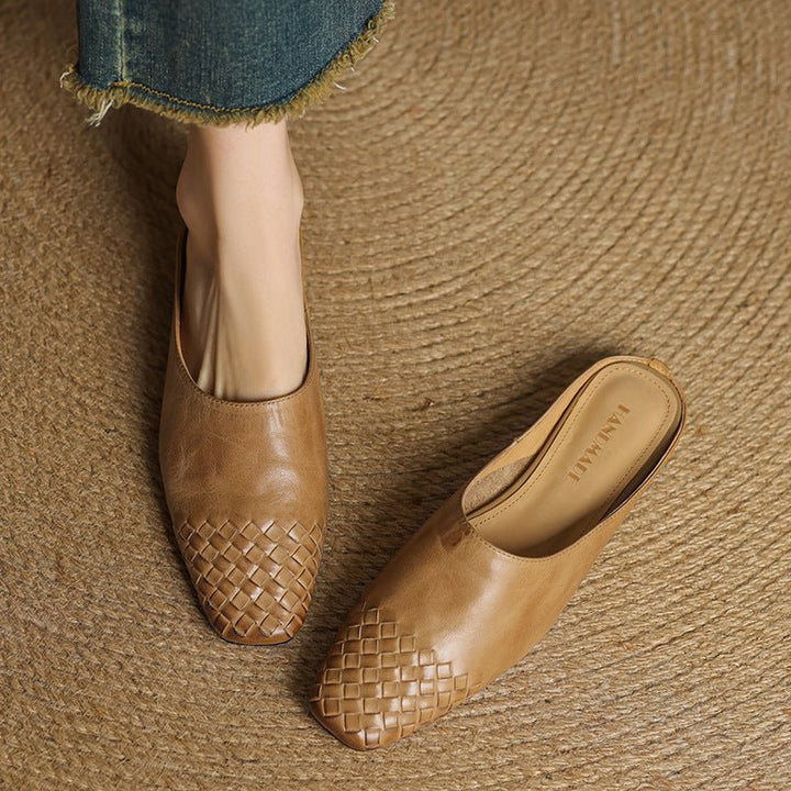 Damen Leder Mules mit Orthopädischer Arch Support und Quadratischer Zehenpartie 3
