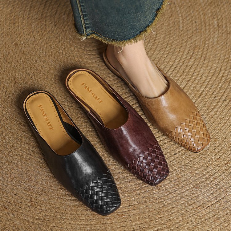 Damen Leder Mules mit Orthopädischer Arch Support und Quadratischer Zehenpartie 6