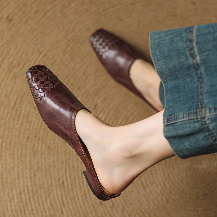Damen Leder Mules mit Orthopädischer Arch Support und Quadratischer Zehenpartie 7