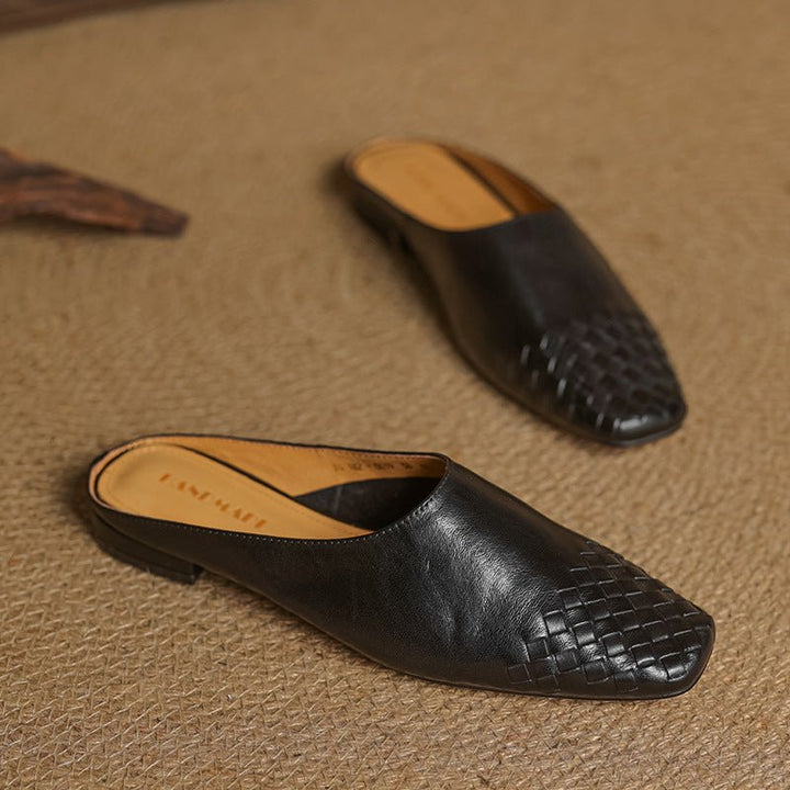 Damen Leder Mules mit Orthopädischer Arch Support und Quadratischer Zehenpartie 9