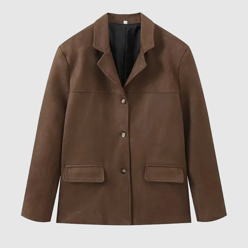 Damen Lederjacke Urban Style Locker Sitzend Moderner Loose Fit 5