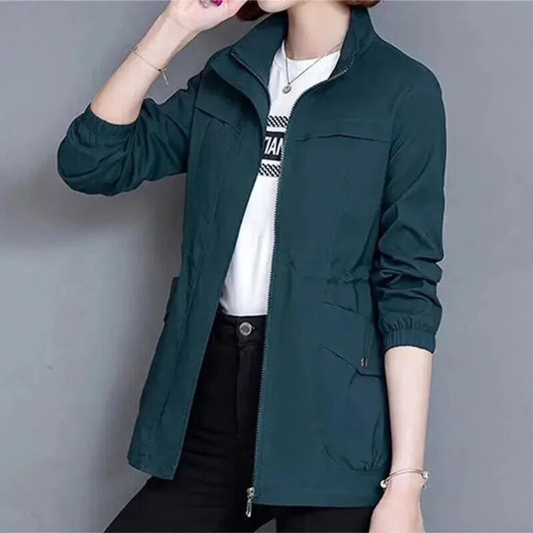 Damen Leichte Übergangsjacke Kurzjacke Atmungsaktiv mit Reißverschluss und Stehkragen 5