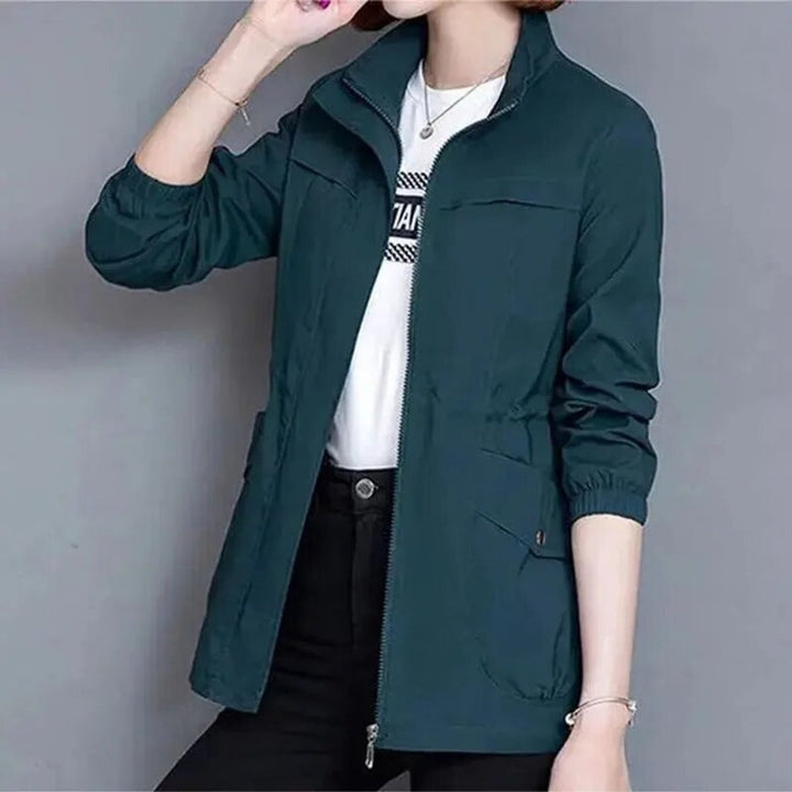 Damen Leichte Übergangsjacke Kurzjacke Atmungsaktiv mit Reißverschluss und Stehkragen 5