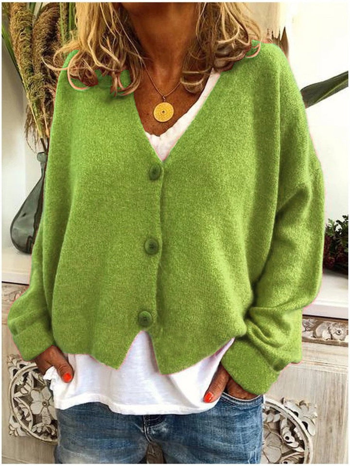 Damen Leichter Oversized Cardigan mit V-Ausschnitt und Knopfleiste für Alltag und Büro 3