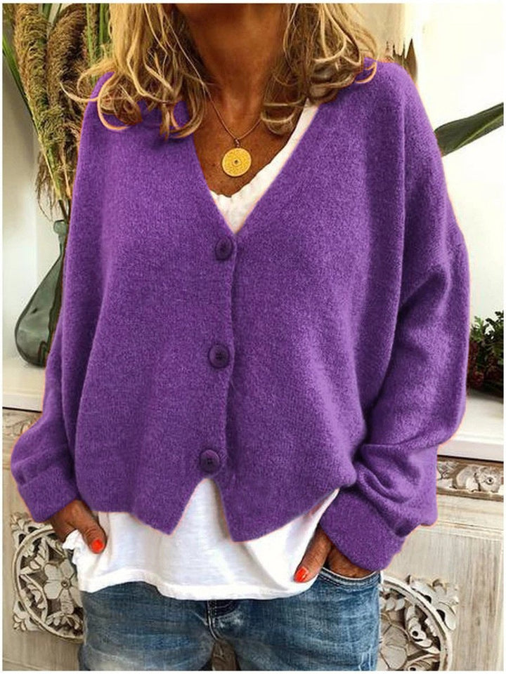 Damen Leichter Oversized Cardigan mit V-Ausschnitt und Knopfleiste für Alltag und Büro 4