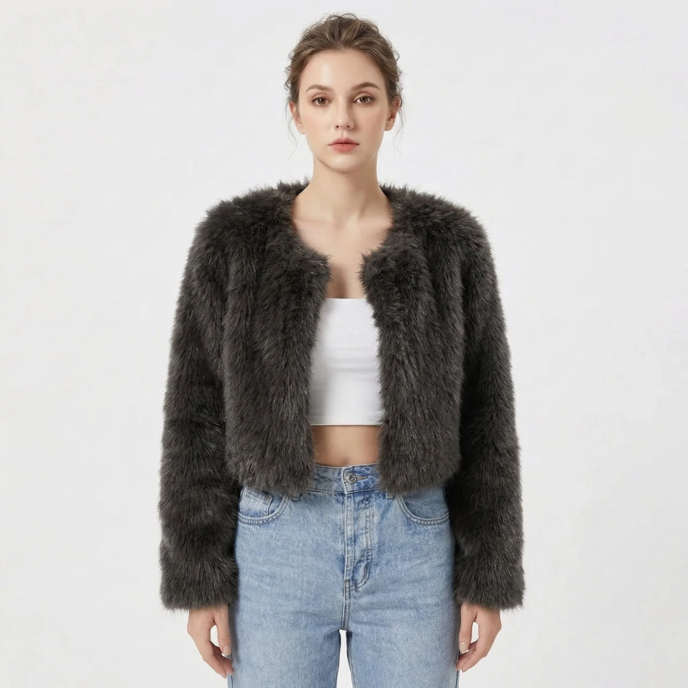Damen Luxus Kunstpelz Jacke 1
