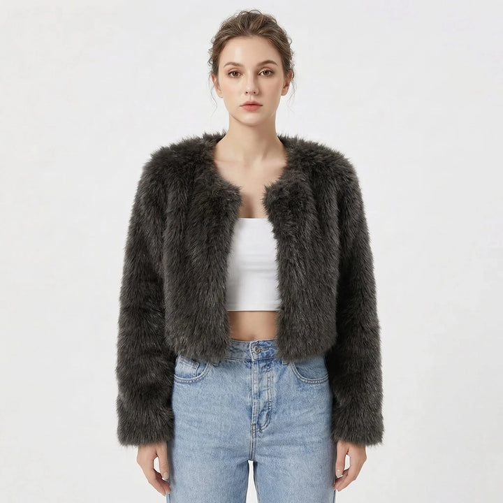 Damen Luxus Kunstpelz Jacke 1