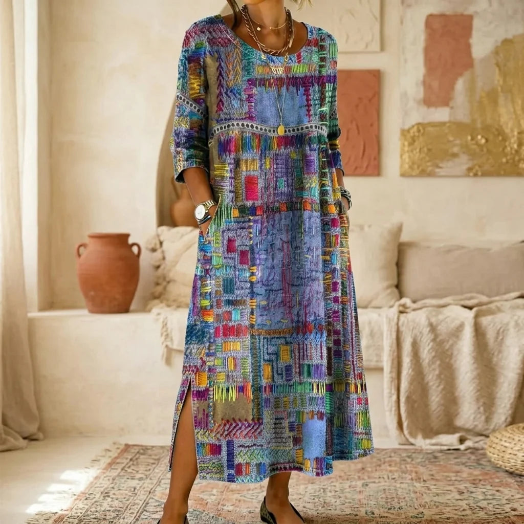 Damen Midi Kleid mit Taschen 1