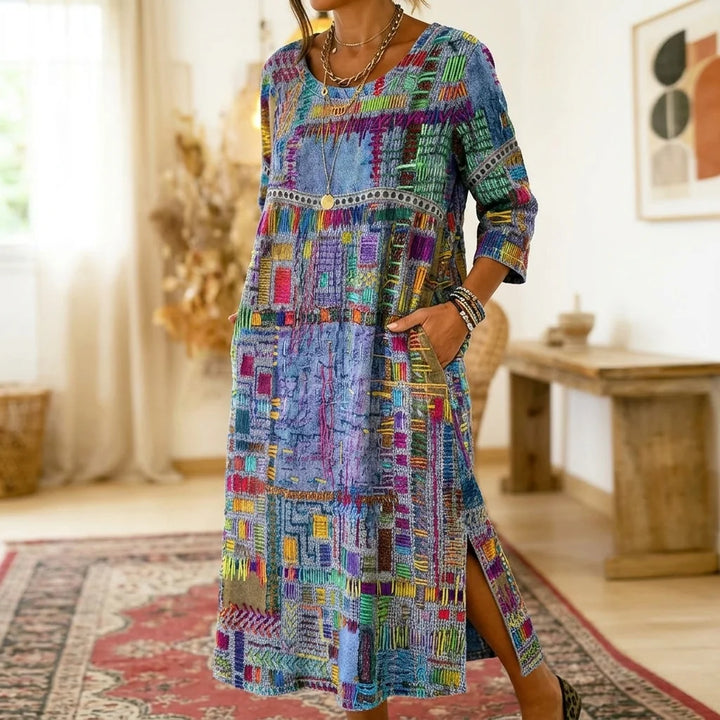 Damen Midi Kleid mit Taschen 2
