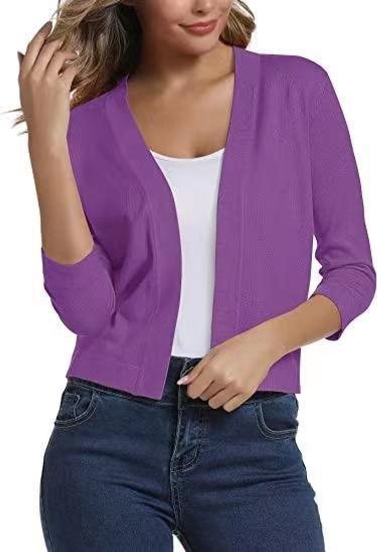 Damen Offener Kurzjacken-Cardigan mit 3/4-Ärmeln für vielseitige Looks 12