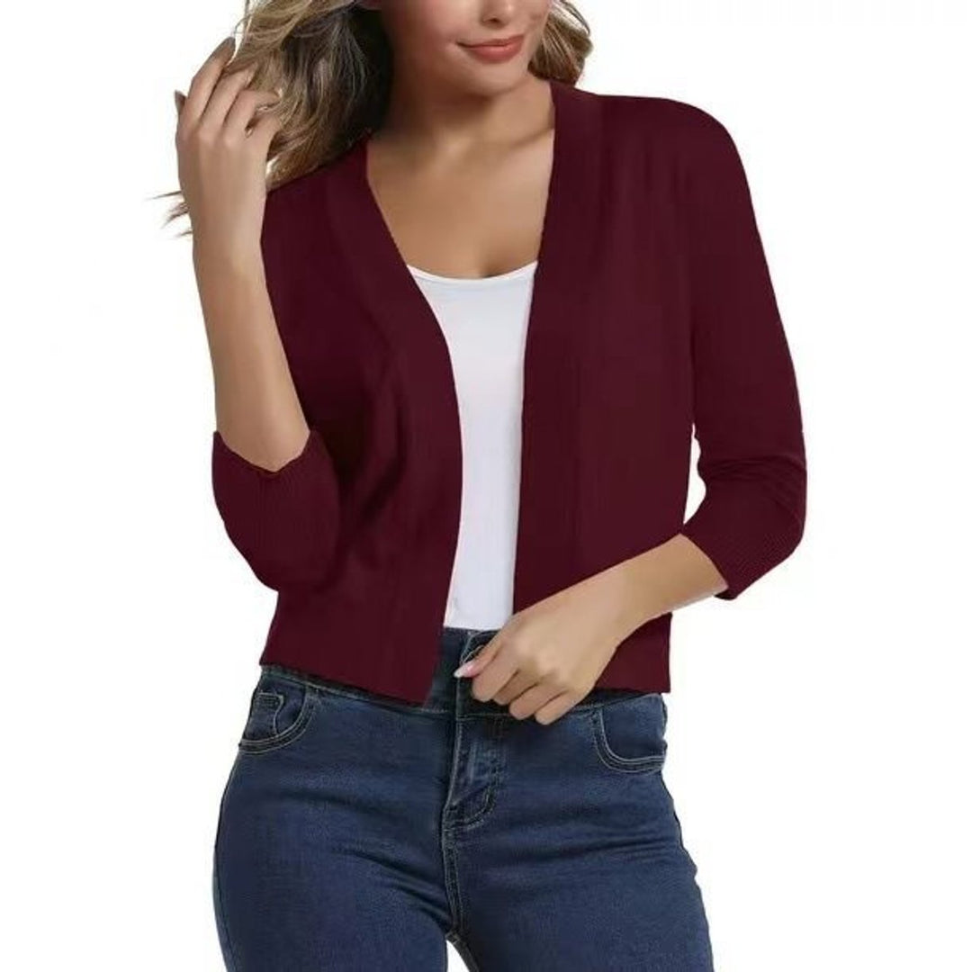 Damen Offener Kurzjacken-Cardigan mit 3/4-Ärmeln für vielseitige Looks 18