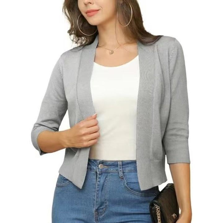 Damen Offener Kurzjacken-Cardigan mit 3/4-Ärmeln für vielseitige Looks 19