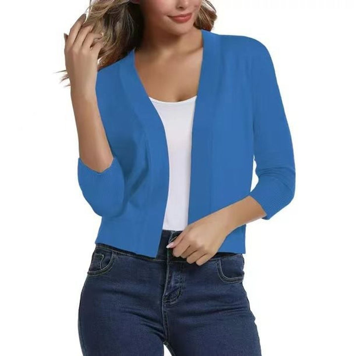 Damen Offener Kurzjacken-Cardigan mit 3/4-Ärmeln für vielseitige Looks 20