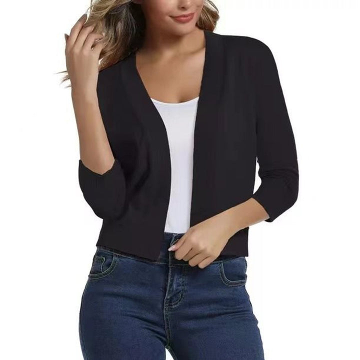 Damen Offener Kurzjacken-Cardigan mit 3/4-Ärmeln für vielseitige Looks 3
