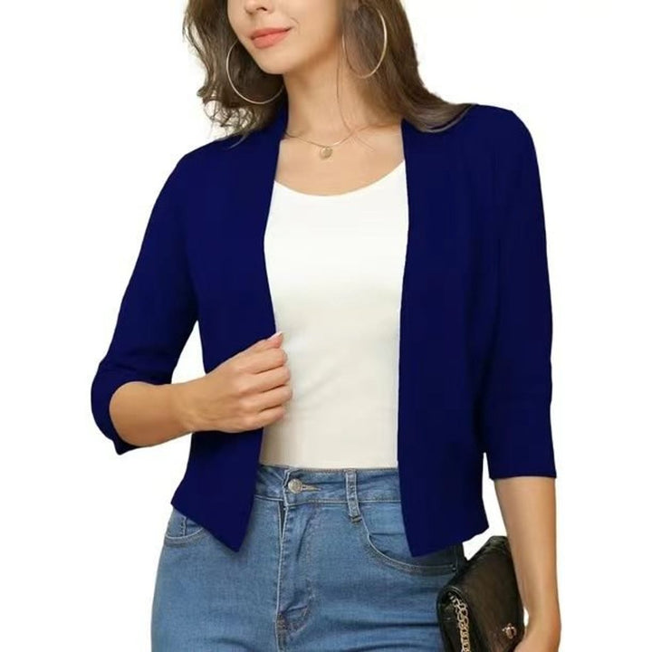 Damen Offener Kurzjacken-Cardigan mit 3/4-Ärmeln für vielseitige Looks 4