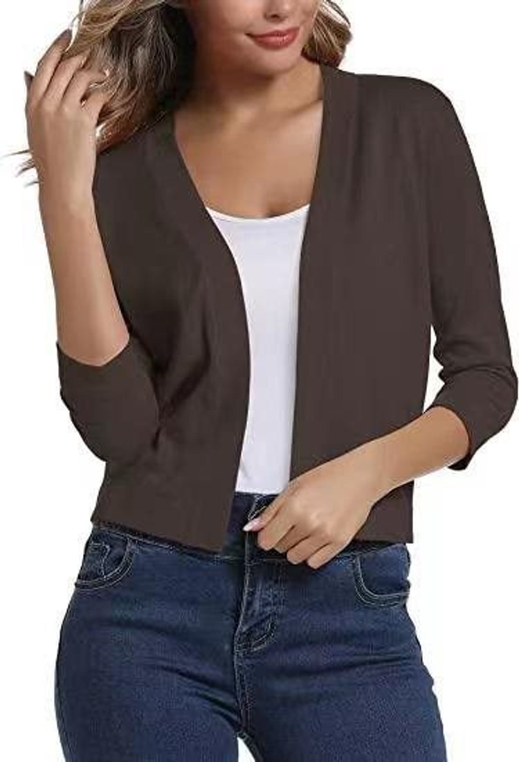 Damen Offener Kurzjacken-Cardigan mit 3/4-Ärmeln für vielseitige Looks 6
