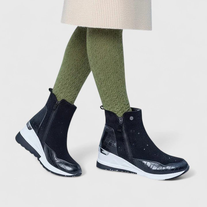 Damen Orthopädische Keilabsatz-Stiefeletten mit Arch Support und Reißverschluss Plateau 3