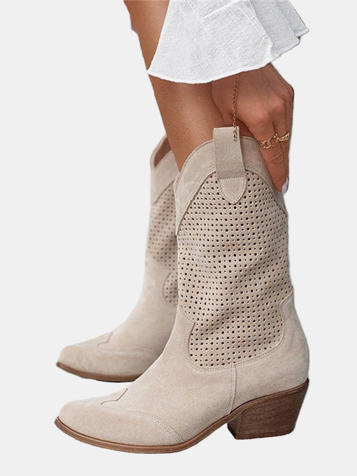 Damen Orthopädische Knee High Boots mit Arch Support und Blockabsatz in Wildlederoptik 2