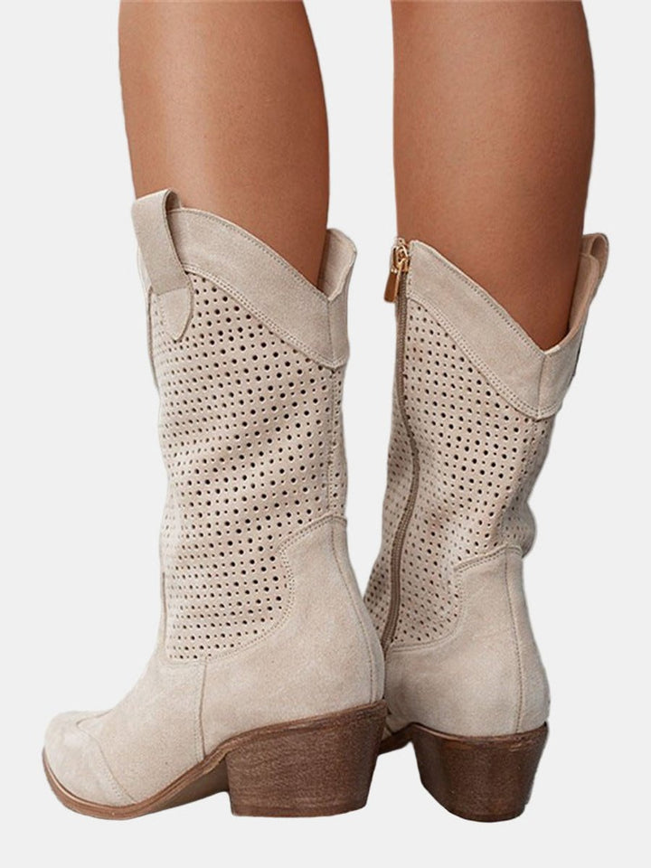 Damen Orthopädische Knee High Boots mit Arch Support und Blockabsatz in Wildlederoptik 3