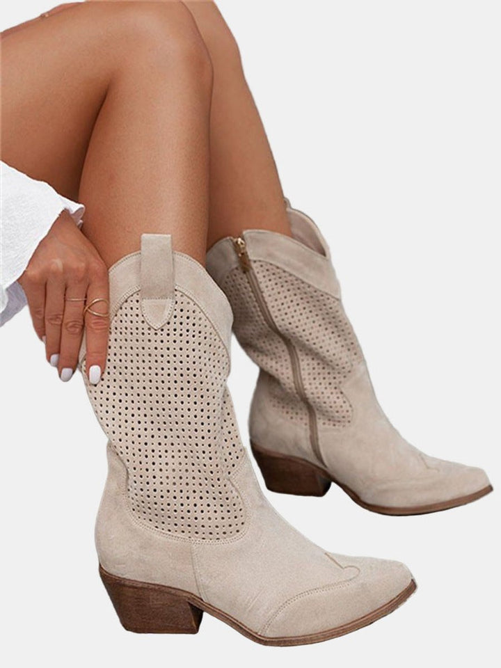 Damen Orthopädische Knee High Boots mit Arch Support und Blockabsatz in Wildlederoptik 4
