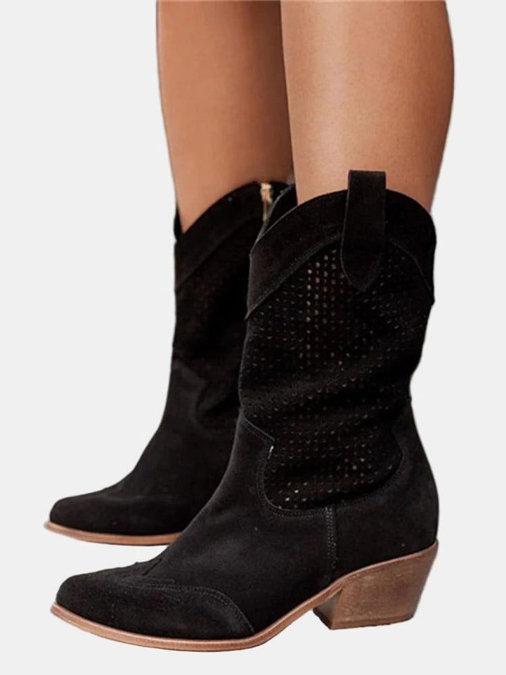Damen Orthopädische Knee High Boots mit Arch Support und Blockabsatz in Wildlederoptik 5