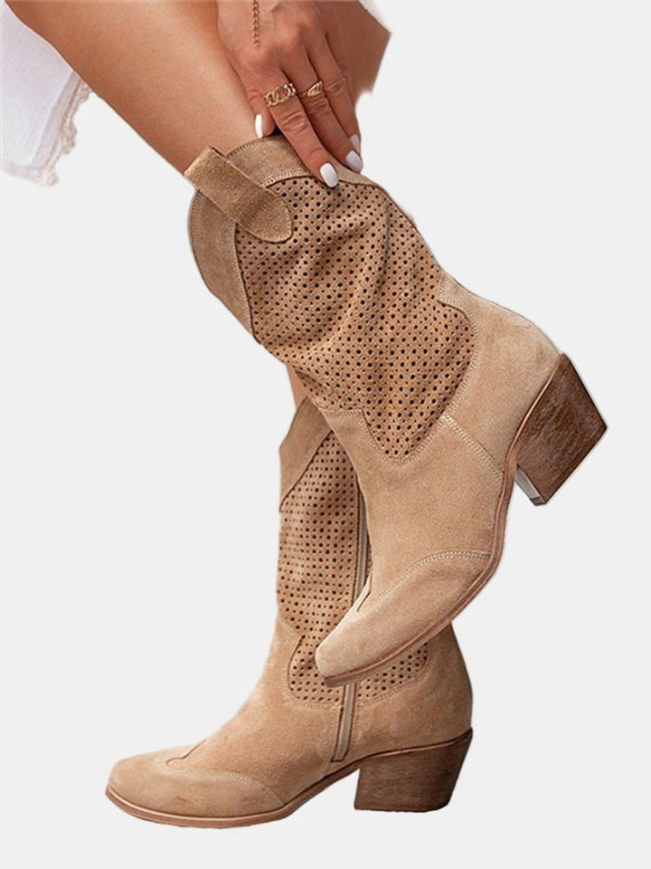 Damen Orthopädische Knee High Boots mit Arch Support und Blockabsatz in Wildlederoptik 6