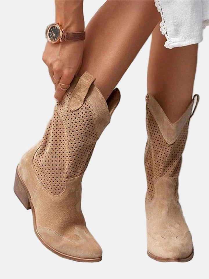 Damen Orthopädische Knee High Boots mit Arch Support und Blockabsatz in Wildlederoptik 7