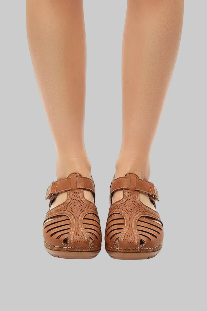 Damen Orthopädische Sandalen mit Klettverschluss und Keilabsatz für optimalen Halt 0