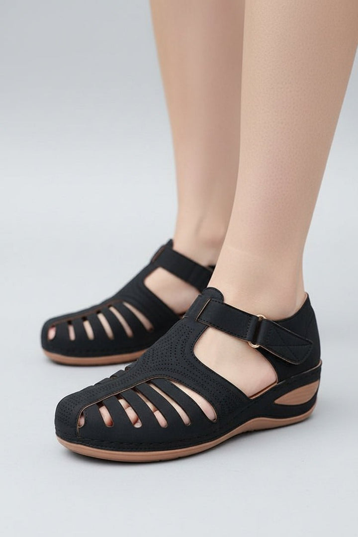 Damen Orthopädische Sandalen mit Klettverschluss und Keilabsatz für optimalen Halt 2